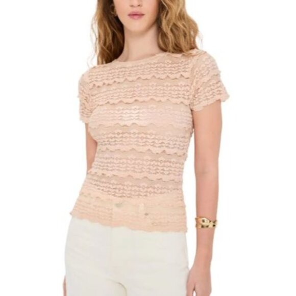 Free People Tops - Free People Angelina Lace Size M Stretchy Peach NWOT $68